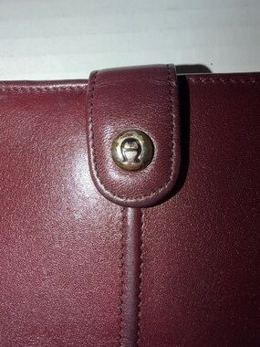 Etienne Aigner Burgundy Leather Snap Wallet Clutch